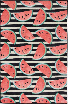 Mohawk Prismatic Watermelon Stripe Black Area Rug