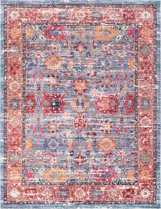 Surya Rumi RUM-2301 Bright Blue Dark Aqua Orange Red Pink Butter Purple Green Tan Pear Taupe Medium Gray Area Rug Main Image 8 X 10