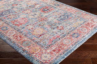 Surya Rumi RUM-2301 Bright Blue Dark Aqua Orange Red Pink Butter Purple Green Tan Pear Taupe Medium Gray Area Rug Corner Image
