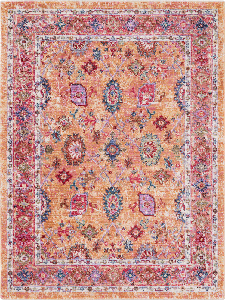 Surya Rumi RUM-2302 Bright Orange Butter Pink Dark Red Purple Blue Aqua Green Tan Pear Medium Gray Black Area Rug main image