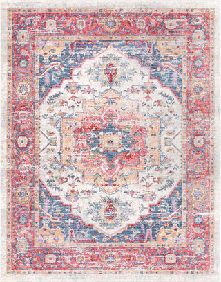 Surya Rumi RUM-2304 Dark Red Bright Pink Blue Orange Butter Aqua Tan Medium Gray Taupe Pear Area Rug Main Image 8 X 10