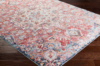Surya Rumi RUM-2305 Dark Red Bright Pink Aqua Blue Purple Orange Butter Tan Medium Gray Black Taupe Pear Area Rug Corner Image