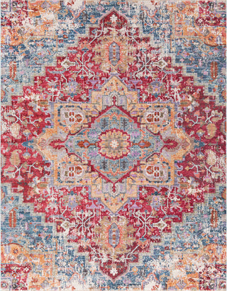 Surya Rumi RUM-2307 Dark Red Bright Pink Blue Aqua Butter Orange Purple Green Tan Medium Gray Black Pear Area Rug Main Image 8 X 10