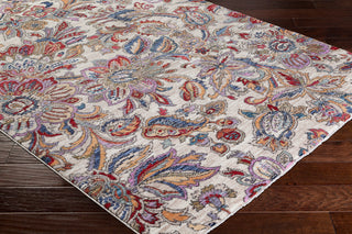 Surya Rumi RUM-2310 Dark Red Aqua Bright Blue Pink Purple Medium Gray Tan Green Butter Orange Pear Taupe Area Rug Corner Image