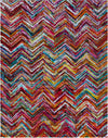 Surya Rainbow Shag RWS-6200 Bright Pink Medium Gray Lilac Red Yellow Orange Aqua Dark Blue Grass Green Lime Black Area Rug Main Image 8 X 10