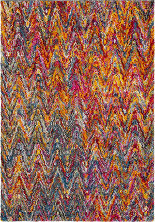 Surya Rainbow Shag RWS-6201 Bright Pink Medium Gray Lilac Red Yellow Orange Aqua Dark Blue Grass Green Lime Black Area Rug main image