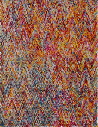 Surya Rainbow Shag RWS-6201 Bright Pink Medium Gray Lilac Red Yellow Orange Aqua Dark Blue Grass Green Lime Black Area Rug Main Image 8 X 10