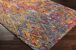 Surya Rainbow Shag RWS-6201 Bright Pink Medium Gray Lilac Red Yellow Orange Aqua Dark Blue Grass Green Lime Black Area Rug Corner Image
