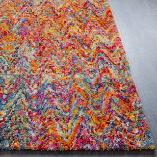 Surya Rainbow Shag RWS-6201 Bright Pink Medium Gray Lilac Red Yellow Orange Aqua Dark Blue Grass Green Lime Black Area Rug Detail Image