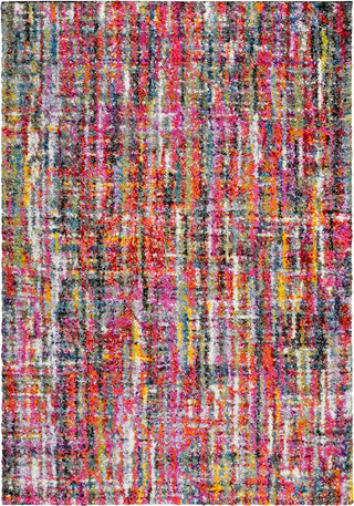 Surya Rainbow Shag RWS-6203 Bright Pink Medium Gray Lilac Red Yellow Orange Aqua Dark Blue Grass Green Lime Black Area Rug main image