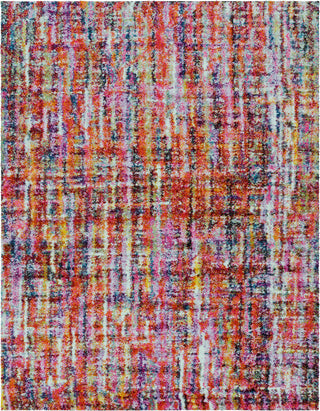 Surya Rainbow Shag RWS-6203 Bright Pink Medium Gray Lilac Red Yellow Orange Aqua Dark Blue Grass Green Lime Black Area Rug Main Image 8 X 10