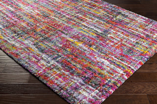Surya Rainbow Shag RWS-6203 Bright Pink Medium Gray Lilac Red Yellow Orange Aqua Dark Blue Grass Green Lime Black Area Rug Corner Image