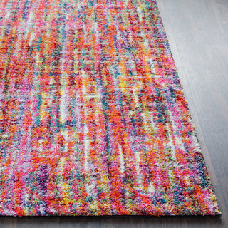 Surya Rainbow Shag RWS-6203 Bright Pink Medium Gray Lilac Red Yellow Orange Aqua Dark Blue Grass Green Lime Black Area Rug Detail Image