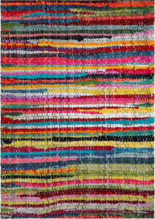 Surya Rainbow Shag RWS-6204 Bright Pink Medium Gray Lilac Red Yellow Orange Aqua Dark Blue Grass Green Lime Black Area Rug main image