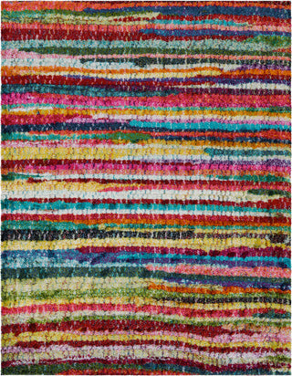 Surya Rainbow Shag RWS-6204 Bright Pink Medium Gray Lilac Red Yellow Orange Aqua Dark Blue Grass Green Lime Black Area Rug Main Image 8 X 10