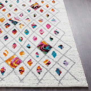 Surya Rainbow Shag RWS-6205 Medium Gray Bright Pink Lilac Red Yellow Orange Aqua Dark Blue Grass Green Lime Black Cream Area Rug Detail Image