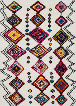 Surya Rainbow Shag RWS-6206 Medium Gray Bright Pink Lilac Red Yellow Orange Aqua Dark Blue Grass Green Lime Black Area Rug main image