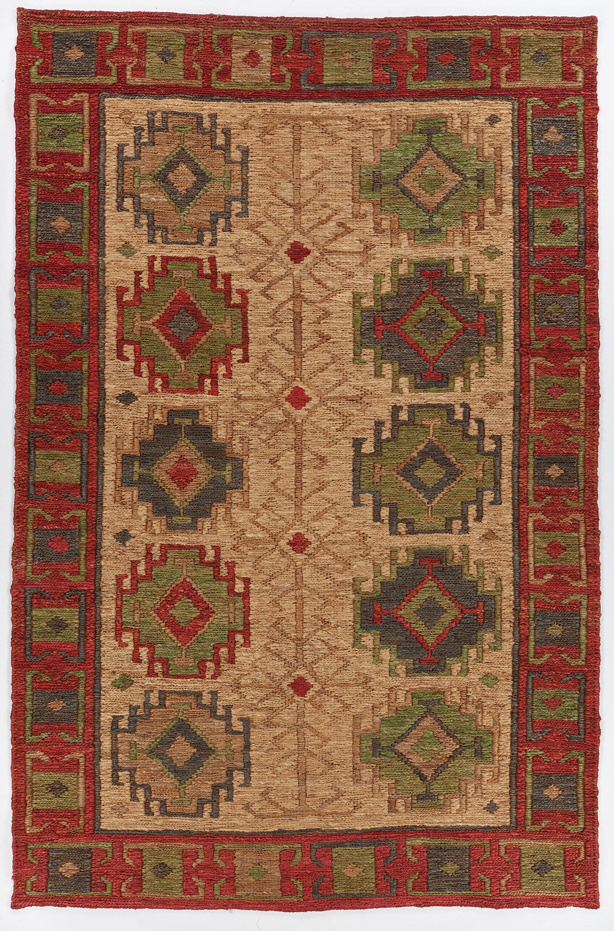 Chandra Ryleigh RYL-46900 Red Green Natural Area Rug main image