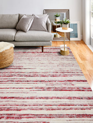 Bashian Shaggy S168-BNSH12 Ivory/Red Area Rug