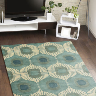 Bashian Chelsea S185-ST103 Aqua Area Rug Room Scene Feature