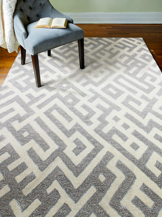 Bashian Norwalk S217-VW205 White/Taupe Area Rug Room Scene Feature