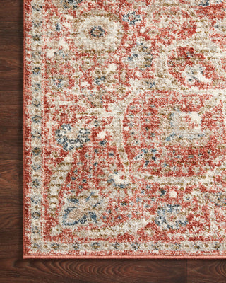 Loloi II Saban SAB-02 Rust/Beige Area Rug Corner On Wood