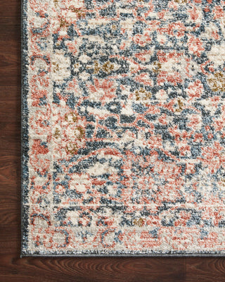 Loloi II Saban SAB-03 Navy/Rust Area Rug Corner On Wood