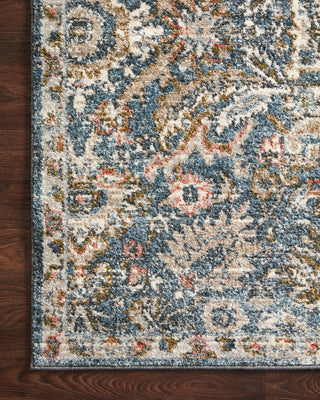 Loloi II Saban SAB-04 Blue/Sand Area Rug Corner On Wood