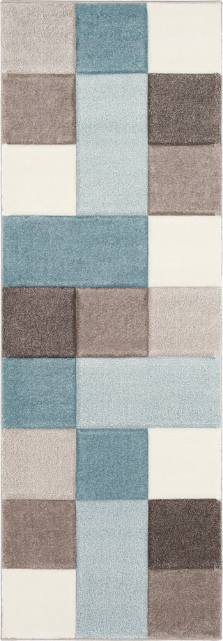 Surya Santa Monica SAC-2300 Aqua Dark Brown Taupe White Area Rug Runner Image