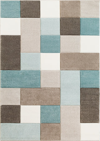 Surya Santa Monica SAC-2300 Aqua Dark Brown Taupe White Area Rug main image