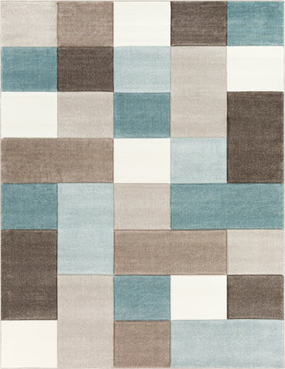 Surya Santa Monica SAC-2300 Aqua Dark Brown Taupe White Area Rug Main Image 8 X 10