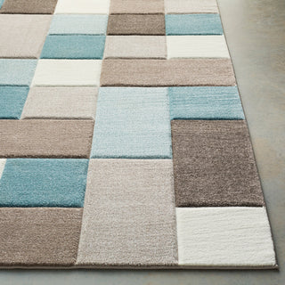 Surya Santa Monica SAC-2300 Aqua Dark Brown Taupe White Area Rug Detail Image