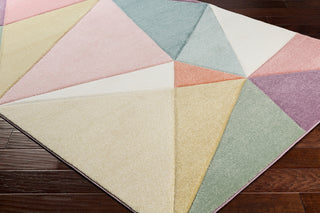 Surya Santa Monica SAC-2303 Rose Mauve Wheat Aqua Sage White Area Rug Corner Image