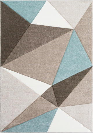 Surya Santa Monica SAC-2304 Taupe Dark Brown Aqua White Area Rug main image