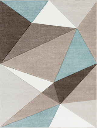 Surya Santa Monica SAC-2304 Taupe Dark Brown Aqua White Area Rug Main Image 8 X 10