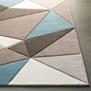 Surya Santa Monica SAC-2304 Taupe Dark Brown Aqua White Area Rug Detail Image