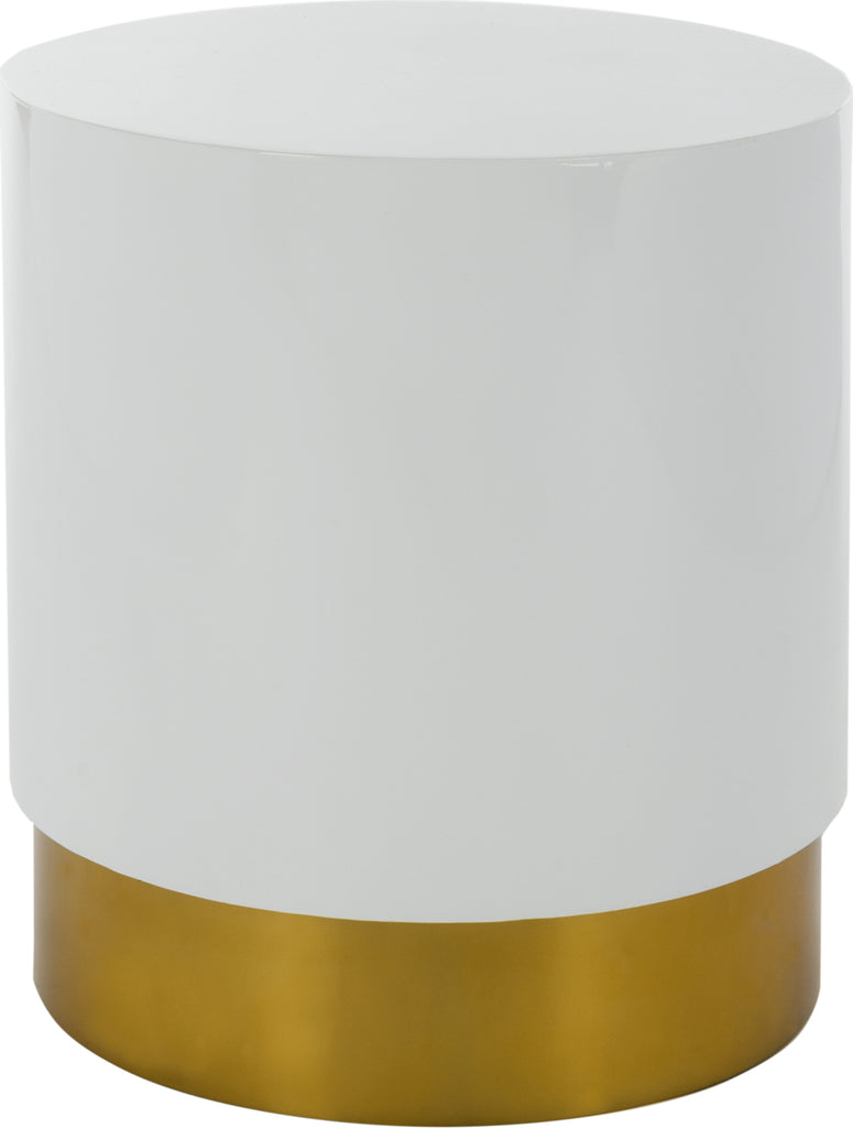 Safavieh Angelo Round Side Table White and Gold Furniture main image