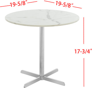 Safavieh Winnie Round Side Table White Marble and Chrome Furniture main image