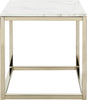 Safavieh Bethany Square End Table White Marble and Brass Furniture 