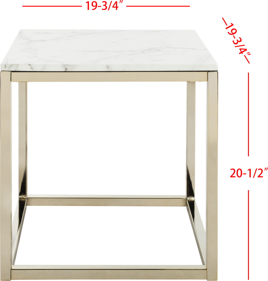 Safavieh Bethany Square End Table White Marble and Brass Furniture main image