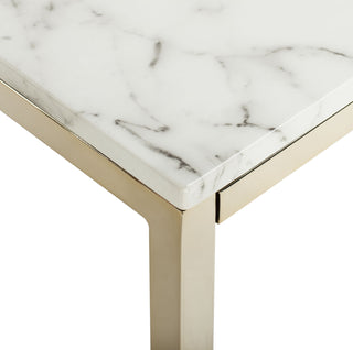 Safavieh Bethany Square End Table White Marble and Brass Furniture 