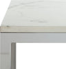 Safavieh Bethany Square End Table White Marble and Chrome Furniture 