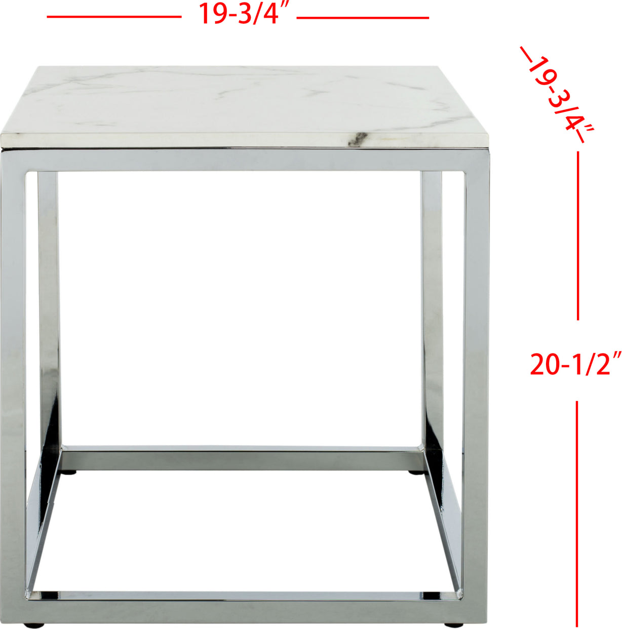 Safavieh Bethany Square End Table White Marble and Chrome Furniture main image