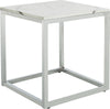 Safavieh Bethany Square End Table White Marble and Chrome Furniture 