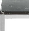 Safavieh Leah Square Side Table Black Marble and Chrome Furniture 
