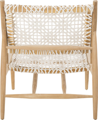 Safavieh Bandelier Leather Weave Accent Chair Off-White and Natural Furniture 