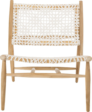 Safavieh Bandelier Leather Weave Accent Chair Off-White and Natural Furniture main image