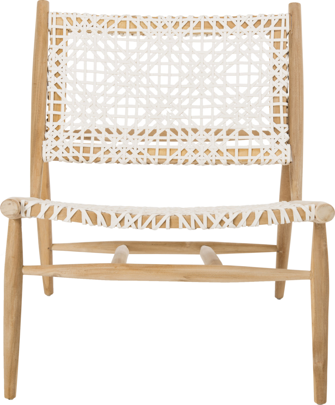 Safavieh Bandelier Leather Weave Accent Chair Off-White and Natural Furniture main image