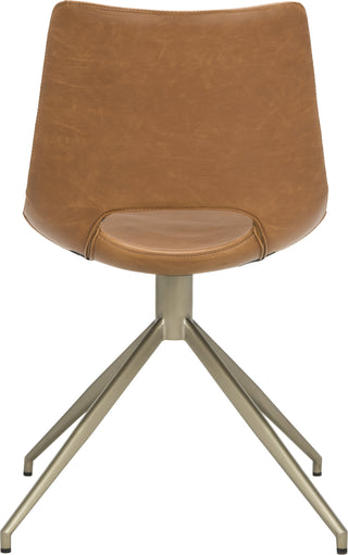 Safavieh Danube Midcentury Modern Leather Swivel Dining Chair Light Brown and Brass Furniture 