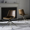 Safavieh Danube Midcentury Modern Leather Swivel Dining Chair Light Brown and Brass  Feature